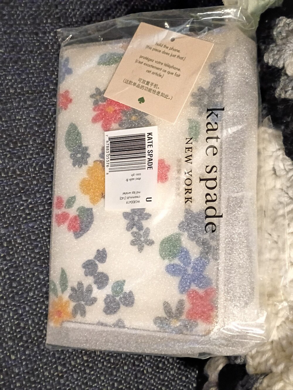 Kate Spade  Floral Zip Pouch in White with Multicolor Blooms